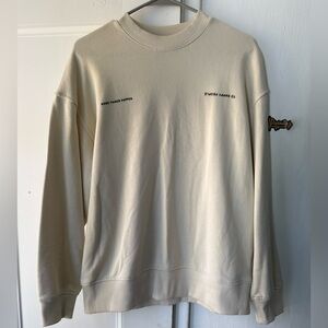 Zara Cream Crewneck Sweatshirt with Small Black Text
